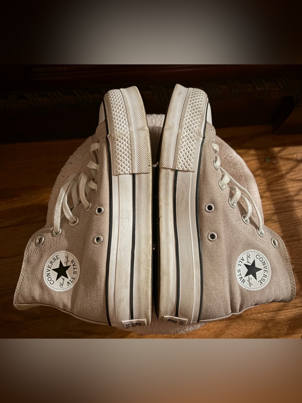 Converse All Star High-Top Sneakers in Beige Canvas